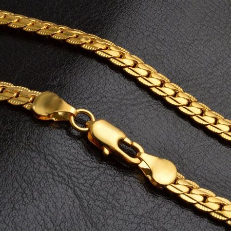 Check out our 18k gold necklace selection for the very best in unique or custom, handmade pieces from our chains shops. 20'' Fashion 18K Yellow Gold Plated 5MM Flat Chain Necklace Women Men Jewelry | eBay