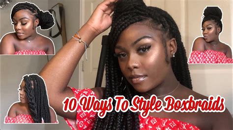 This braided bubble hairstyle is one of our favourites! 10 HAIRSTYLES WITH BOX BRAIDS - YouTube