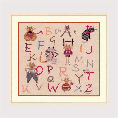 Обзор книги oiseaux, papillons et petites bêtes au point de croix véronique enginger. Kit Abécédaire Chats à broder au point de croix, point compté sur la toile Aida 7 pts/cm ...