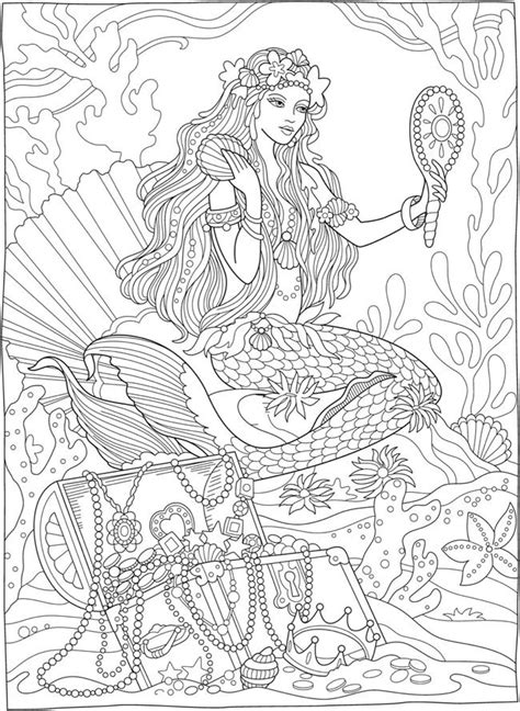 Ariel and flounder prepare for the masquerade. Welcome to Dover Publications | Mermaid coloring book ...