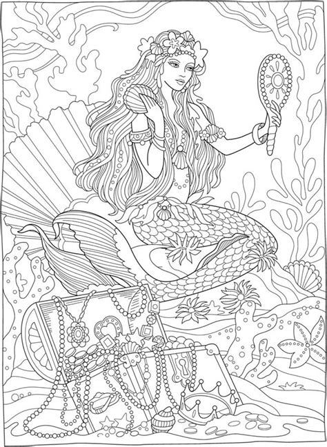 Realistic mermaid coloring pages for adults. Welcome to Dover Publications | Mermaid coloring book ...