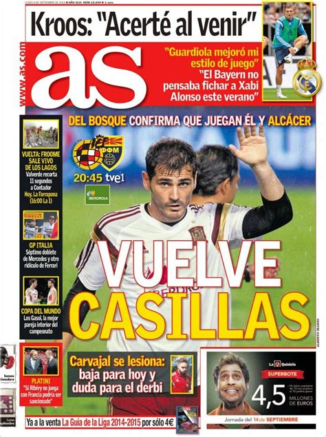 Croacia y españa se miden en el parken stadium de copenhague este lunes 28/06/2021 a las 18:00 en los octavos de final de la eurocopa. Hoy España-Macedonia, vuelve Casillas: Las portadas - Liga ...