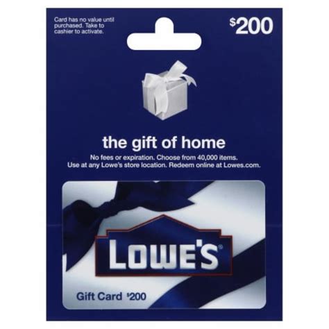 You must swipe your registered king soopers or city market loyalty card or use the phone number that is related to your registered king soopers or city market loyalty card when shopping for each purchase to count. King Soopers - Lowe's $200 Gift Card, 1 ct