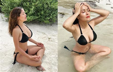 Her father's of lebanese descent & her mother's of mexican/spanish ancestry. Salma Hayek slays it in black bikini