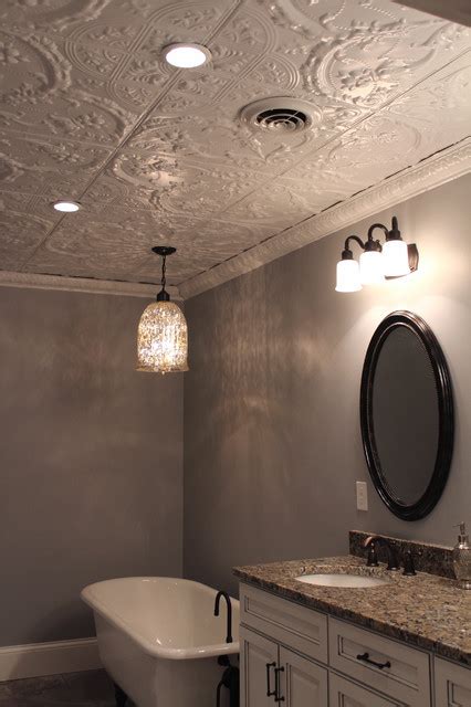 When decorating, don't overlook your ceiling. White Statement Ceiling - Contemporary - Bathroom - Tampa ...