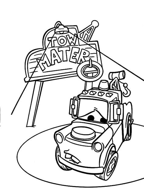 Lightning mcqueen and tow mater coloring pages | color luna. Tow Mater On Spotlight Coloring Pages : Color Luna ...