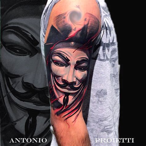 The main symbol of the comic and movie is, of course, the mask of v, a reference to guy fawkes, an historical british figure involved in the gunpowder plot. v vendetta, portrait tattoo, antonio proietti, camdentown ...