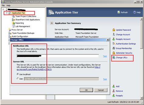 A partner created a tfs (team foundation service) instance in the cloud and shared with my live id (=microsoft account). TFS 2010 Server Default Url change