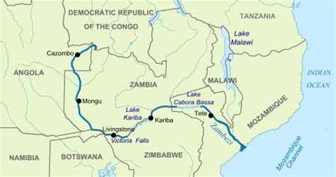 Zambezi river map zimbabwe south nile africa rivers basin east west flow major along dam delta which source through length. Jungle Maps: Physical Map Of Africa Zambezi River