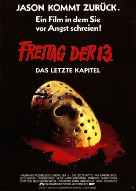 Filmtitel in ihrem land : Filmplakat: Freitag, der 13. Teil 4 - Das letzte Kapitel ...