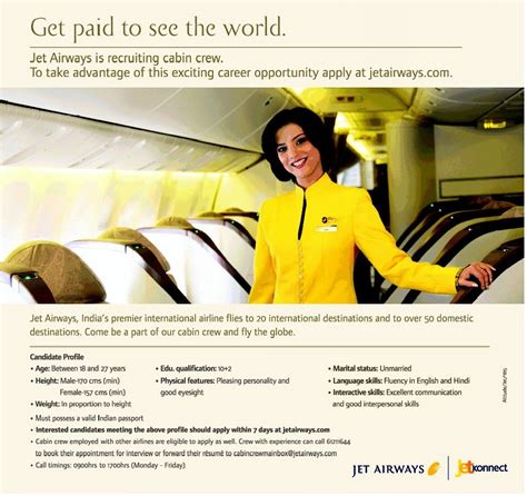 Jet airways salary for cabin crew. Jet Airways Cabin Crew Advert | Jet airways, International ...