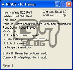 Enter the following codes without spaces at the press enter screen before loading a profile (not all work in career mode): Cheat Game | Trainer Need For Speed Underground 2