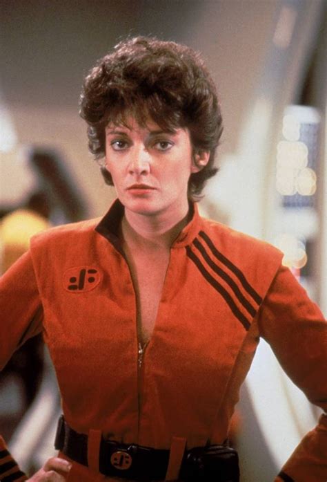 Cast of v (visitors) 1983: Sarah Douglas as Pamela in 'V: The Final Battle'...