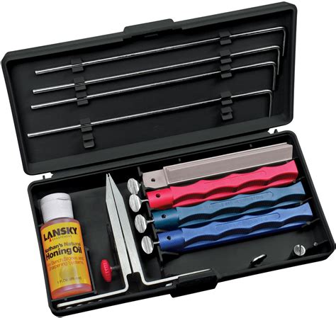 With a sharpening stone, the right. Lansky Universal Knife Sharpening System - KnifeCenter - LKUNV