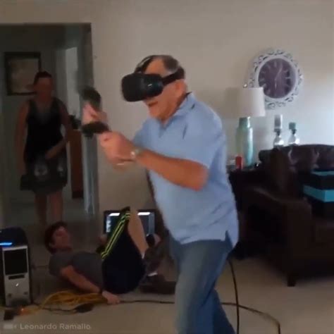 Grandpa gets a little too carried away with the VR headset / Boing Boing