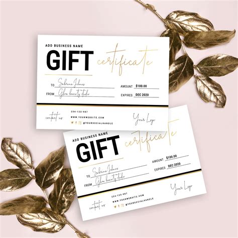 Available for any dollar amount you desire, are a fantastic gift for friends, family or business associates. Faux Gold Gift Certificate - Printable Beauty & Salon Gift ...