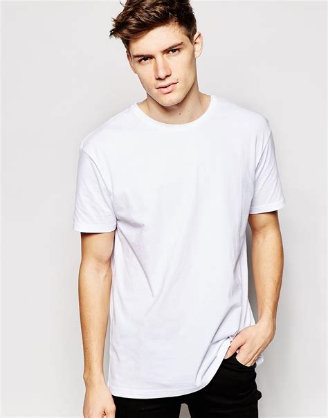 Go back to basics with plain white tees. Another Influence Longline Plain T-shirt in White for Men ...