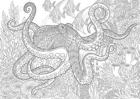 The children can color shark, whale, dolphin, and so on. Coloring pages for adults. Sea Octopus. Adult coloring ...