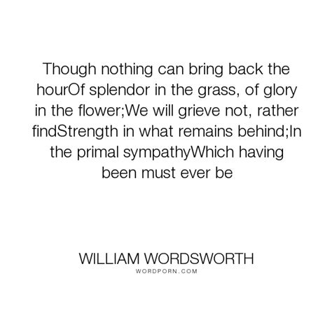 Here are some examples of this (past) outer experience, followed by present (and hopefully future) inner reflection. William Wordsworth - "Though nothing can bring back the hourOf splendor in the grass, of glory ...