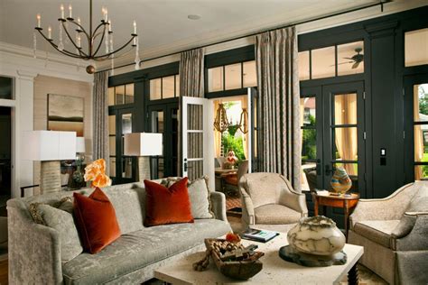 Retractabe door screens on living room french doors traditional. Traditional Family Room with French Doors | HGTV