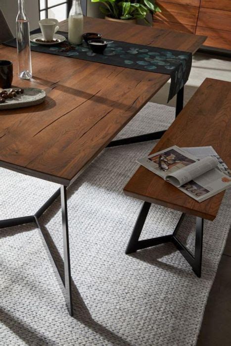 Strong steel wire makes a lofty, light looking leg. Modern Teva Solid Oak Dining Table With Black Metal Legs ...