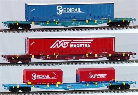 Care to see hundreds of sets on one site. LS Models Set of 3 container flat cars type Sgs with ...