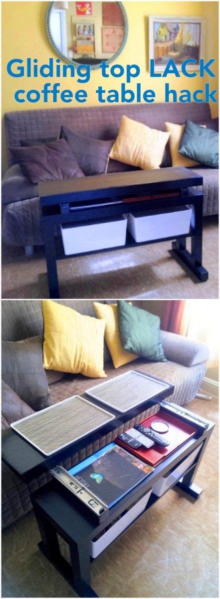 Doggo at the dinner table. Gliding top cantilever LACK coffee table with bin lids ...
