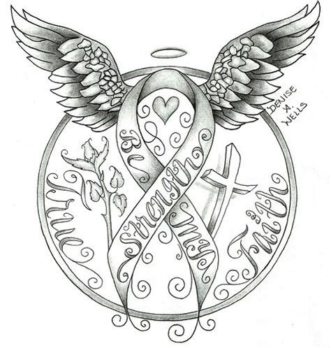 At the very end is a tattered and torn awareness ribbon that will be a variety of colors. Pin on Tattoo Designs by Denise A. Wells