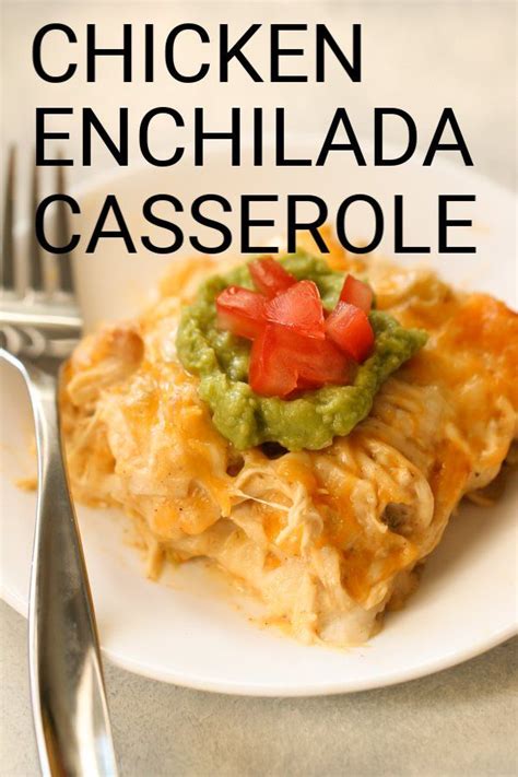 The enchiladas are baked on a layer of sour cream and topped with shredded cheese. Chicken Enchilada Casserole | Recipe | Family favorite ...