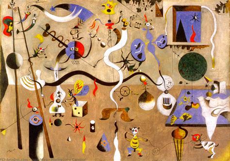 Kunst met lijst en prints op papier. Harlequin`s Karneval, 1925 von Joan Miro (1893-1937, Spain ...