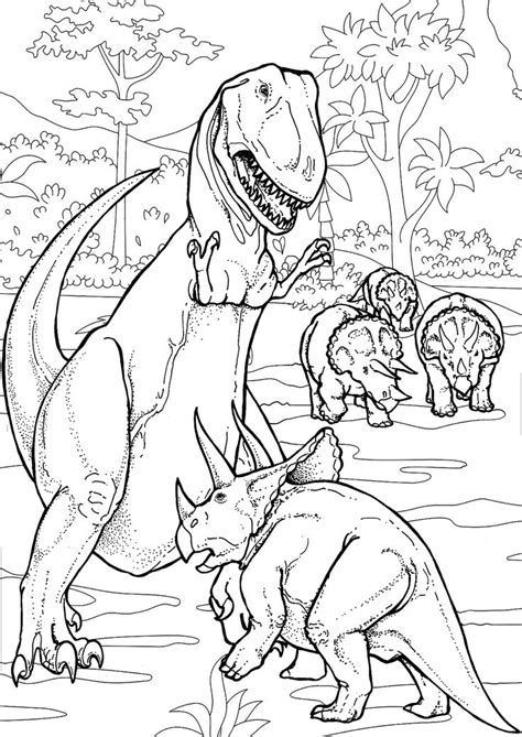 Download and print free dinosaur coloring pages. Dinosaurs Battle - Dinosaurs Coloring Pages for Adults ...