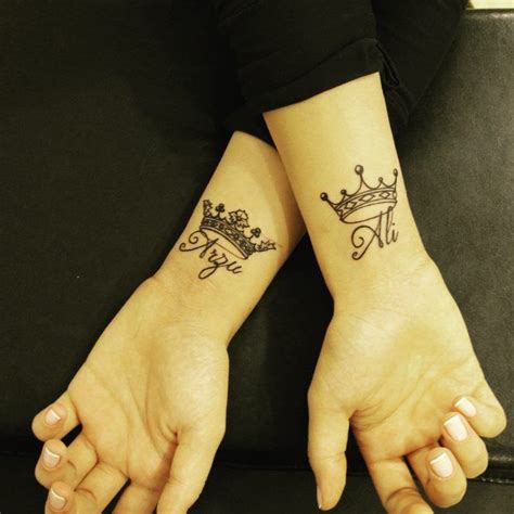 This kind of tattoo symbolizes the end of a relationship just as much as an i love u tattoo symbolizes the peak of one. crown tattoos with names - Google Search | Best couple ...