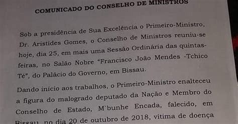 Brasília, 20 de julho de 2017. Conosaba do Porto: COMUNICADO DO CONSELHO DE MINISTRO