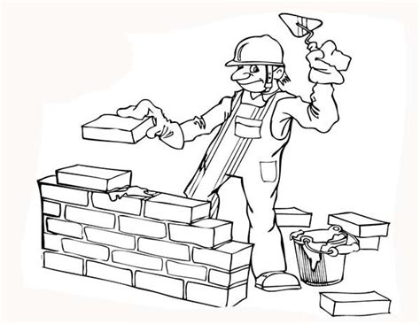 Some mill coloring may be available for free. Construction Worker Build A Wall Coloring Page : Coloring ...