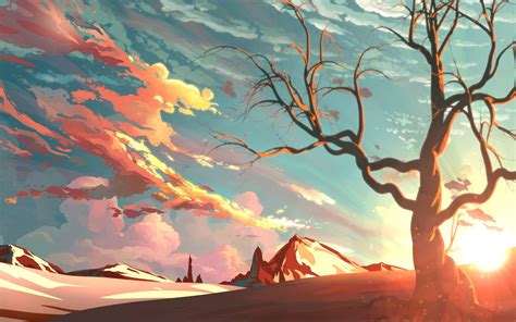 Acrylic painting sunset on the mountains landscape painting. Sunset Art Wallpapers - Wallpaper Cave