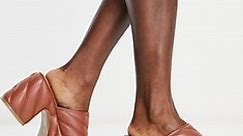 ASOS DESIGN Harlan padded heeled mules in tan | ASOS