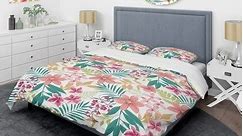 Designart 'Pink Tropical Flower' Cabin & Lodge Duvet Cover Set - Bed Bath & Beyond - 37122303