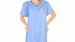 JEFFRICO Womens Dusters For Women Snap Front Housecoat Lounger Duster House Dress Short Sleeve Nightgowns Pajamas Robe