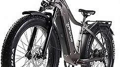 Electric-Bike-Adults, Peak 1000W-Electric-Mountain-Bike with 48V-20Ah-Removable-LG-Battery, Fast Charge, 26" Fat Tires Electric-Bicycle-for-Men 28 MPH Shimano 7-Speed, Gray (US Warehouse)
