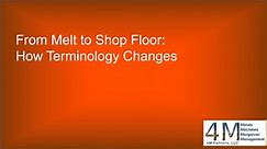 From Melt to Shop Floor: How Terminology Changes