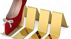 4 Pcs Gold Shoe Display Stands Metal Sandal Display Stands High Heel Display Rack Holder for Shoe Store Home Shopping Malls
