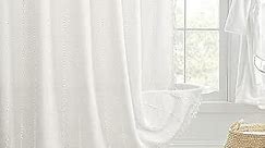 Awellife Cream White Boho Shower Curtain Set - Premium Quality Heavy Duty Cotton Linen Modern Farmhouse Shabby Chic Shower Curtain Bohemian Cottage Bathroom Decor, Waterproof & Washable, 60x72
