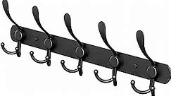 SAYONEYES Black Coat Rack Wall Mount with 5 Tri Hooks for Hanging – 16 Inch Heavy Duty Stainless Steel Rustic Coat Rack Wall Mount – Hat Rack, Hanger, Clothes, Jacket Hooks Wall Mount – 1 Pack