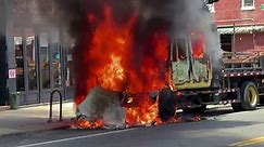 NYC work truck explodes after catching fire