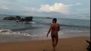 Indian twink nude in public on the beach