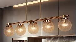 Bola Modern Gold 5-Light Chandelier 38-in Globe Glass Kitchen Island Lights for Dining Room - L 38.2" x W5.1" x H 7.5" - Bed Bath & Beyond - 37121537
