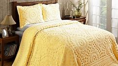 Better Trends Yellow Rio Floral Design 100% Cotton for Adult, Bedspread, Full/Double