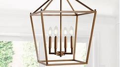 Pagoda 16" 4-Bulb Lantern Metal LED Pendant, Antique Gold by JONATHAN Y - Bed Bath & Beyond - 22999889