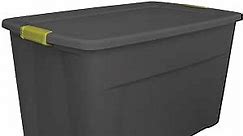 Sterilite 35 Gallon Latch Tote, Stackable Storage Bin with Latching Lid, Plastic Container to Organize Basement, Gray Base and Lid, 4-Pack