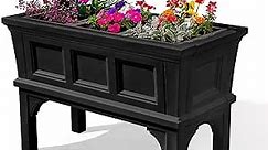 Step2 Atherton Planter Box, Large Outside All-Season All-Weather Gardening Box for Patio and Front Porch Planter, Onyx Black